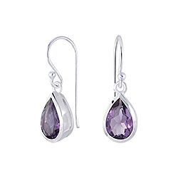 Wholesale 925 Sterling Silver Amethyst Teardrop Semi Precious Earrings