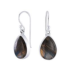 Wholesale 925 Sterling Silver Labradorite Teardrop Dangle  Semi Precious Earrings