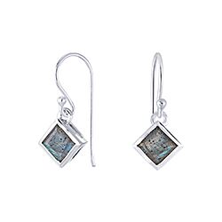 Wholesale 925 Sterling Silver Labradorite Square Semi Precious Earrings
