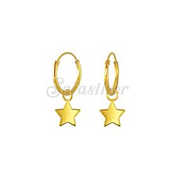 Wholesale 925 Sterling Silver Gold Plated Tiny Star Charm Hoop Earrings