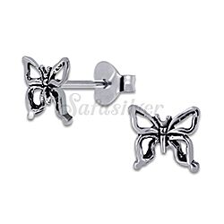 Wholesale Silver 925 Unique Butterfly Oxidized Stud Earrings