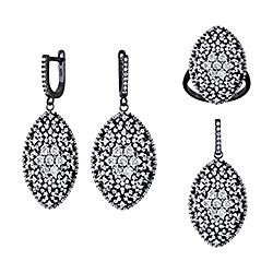Wholesale 925 Sterling Silver Floral Cubic Zirconia Jewelry Set
