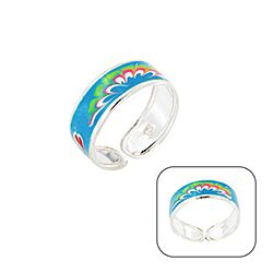 Wholesale 925 Silver Multi Painted Design Toe Ring