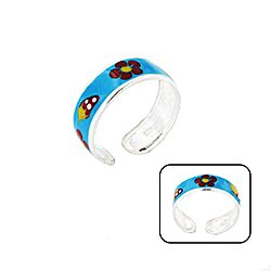 Wholesale 925 Silver Enamel Colorful Flower Toe Ring