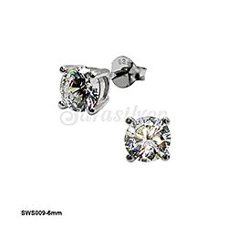 Wholesale 925 Sterling Silver Round Genuine Crystal Stud Earring