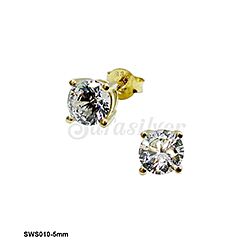 5mm Silver gold plated zirconia crystal Ear studs