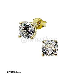 Wholesale 925 Sterling Silver Gold Plated Genuine Crystal Stud Earrings