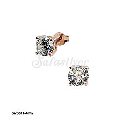 Wholesale 925 Sterling Silver Rose Plated Genuine Crystal Stud Earrings