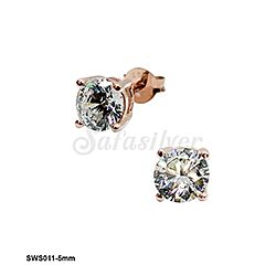 Wholesale 925 Sterling Silver Rose Gold Plated Genuine Crystal Earrings