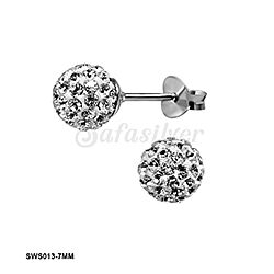 Wholesale 925 Sterling Silver Crystal Disco Ball Genuine Crystal Stud Earrings 