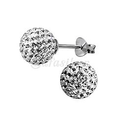 Wholesale 925 Sterling Silver Disco Ball Genuine Crystal Stud Earrings