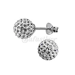 Wholesale 925 Sterling Silver 9mm Disco Ball Genuine Crystal Stud Earrings 