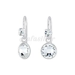 Wholesale 925 Sterling Silver  Drop Genuine Crystal Hoop Earrings 