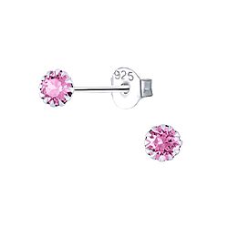 Wholesale 925 Sterling Silver Light Rose Genuine Crystal Stud Earrings