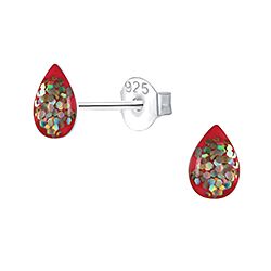 Wholesale 925 Sterling Silver Teardrop Glitter Kids Stud Earrings   