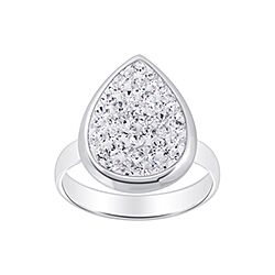 Teardrop Ring Silver Pave Crystals