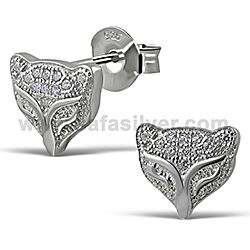 Wholesale Silver Sterling  925 Tiger Face Cubic Zircon Micro Pave Stud Earrings