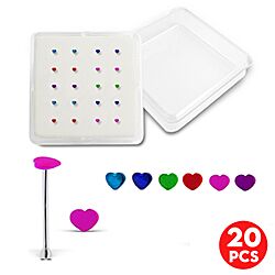Tiny Heart Nose Stud | Colored Nose Stud Wholesale