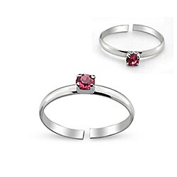 Silver Pink Cubic Zirconia Toe Ring