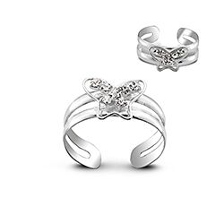 Wholesale Sterling Silver Butterfly Crystal Toe Ring