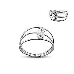 Wholesale 925 Sterling Silver Crystal With 3 Layers Toe Ring 