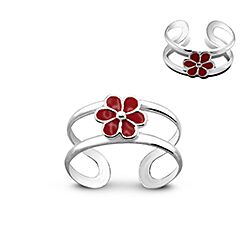 Wholesale 925 Sterling Silver Flower Enamel Toe Ring