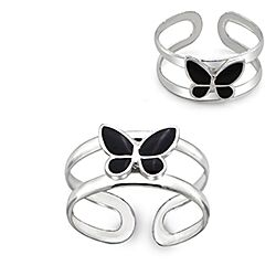 Wholesale 925 Sterling Silver Butterfly Enamel Toe Ring