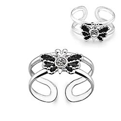 925 Silver Butterfly Enamel Crystal Toe Ring