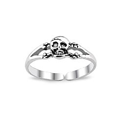 Wholesale Sterling Silver Oxidized Skull Toe Ring