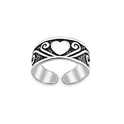 Wholesale 925 Silver Oxidized Heart Toe Ring