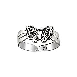 Wholesale Silver Oxidized Butterfly Adjustable Toe Ring