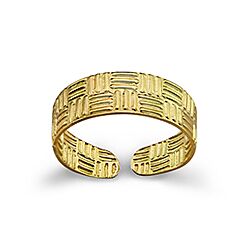 Wholesale Silver Gold Plated Striped Tiles Adjustable Toe Ring