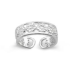 Sterling Silver Adjustable Floral Toe Ring