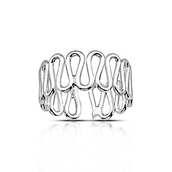 Sterling Silver Double-Row Wave Adjustable Toe Ring