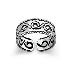 925 Silver Swirl Adjustable Toe Ring