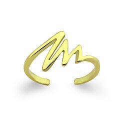 Gold Plated Adjustable Sterling Silver Wave Toe Ring