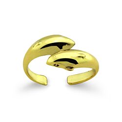 Gold Plated Adjustable Double Dolphin Ring