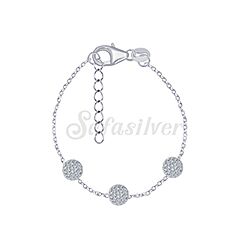 Wholesale 925 Sterling Silver Triple Round Cubic Zirconia Bracelet