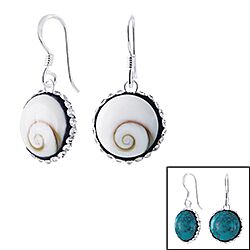 Wholesale Silver Turquoise Thick Shiva Eye Earrings