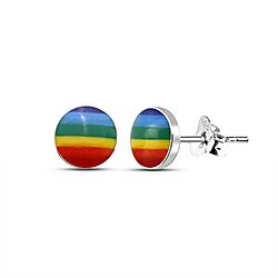 Wholesale 925 Sterling Silver Rainbow Round Kids Stud Earrings   