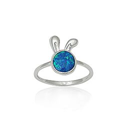 Wholesale Silver Fire Bunny Opal Semi Precious Ring,Opal Stone