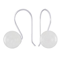 Wholesale 925 Sterling Silver White Agate Round Semi Precious Earrings
