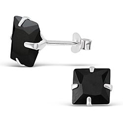 925 STERLING SILVER BLACK SQUARE SILVER EAR STUD