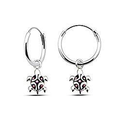 Wholesale Silver Light Pink Hand Painted Tortoise Charm Hoop