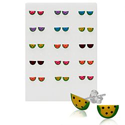 Wholesale 925 Sterling Silver Watermelon 15 Pairs Display Stand
