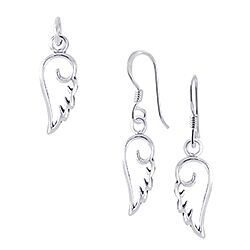 Wholesale 925 Sterling Silver Wings Plain Jewelry Set