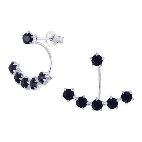 ★TATIANA★ Silver 925 Black Party Ribbon Ear Jacket Earring Designer fashion, Seoul-fully created | W Concept