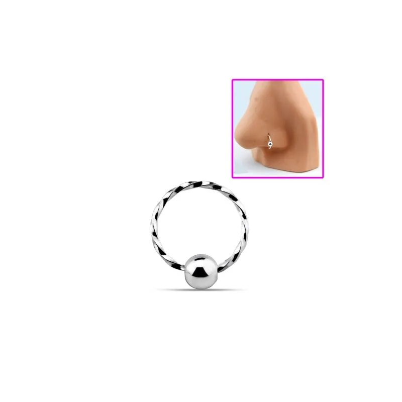 Silver Bali nose hoop diamond cut nose ring Safasilver