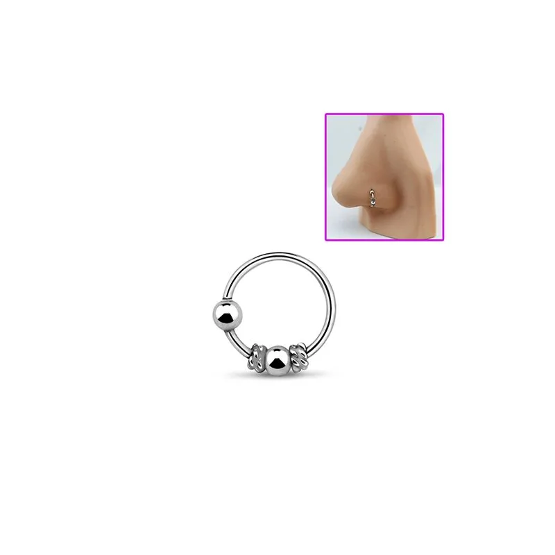 Silver nose ring with ball sales