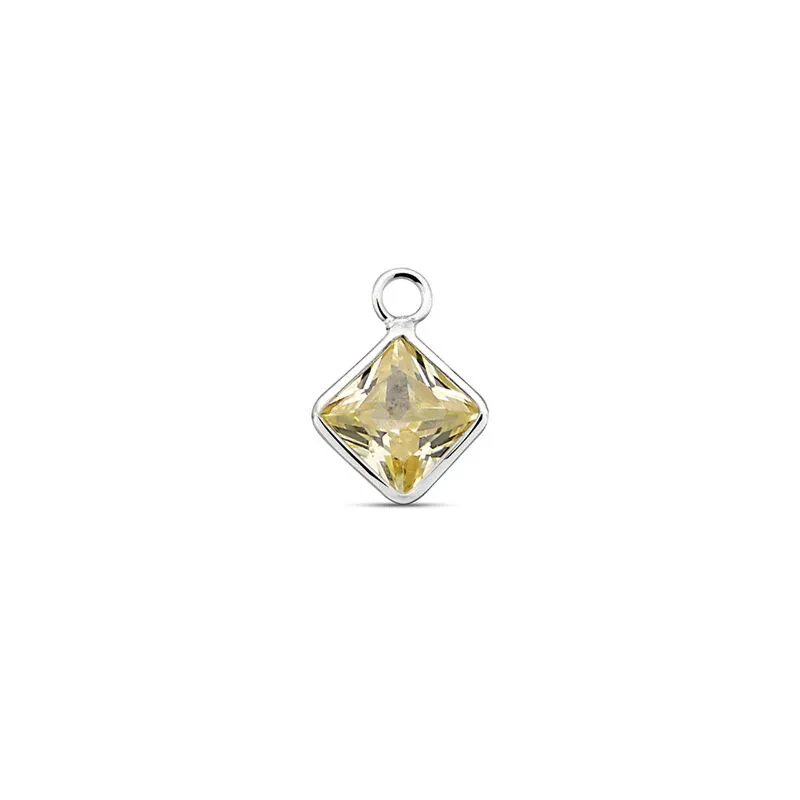 Wholesale Silver Cubic Zirconia Diamond Shape Charm Safasilver